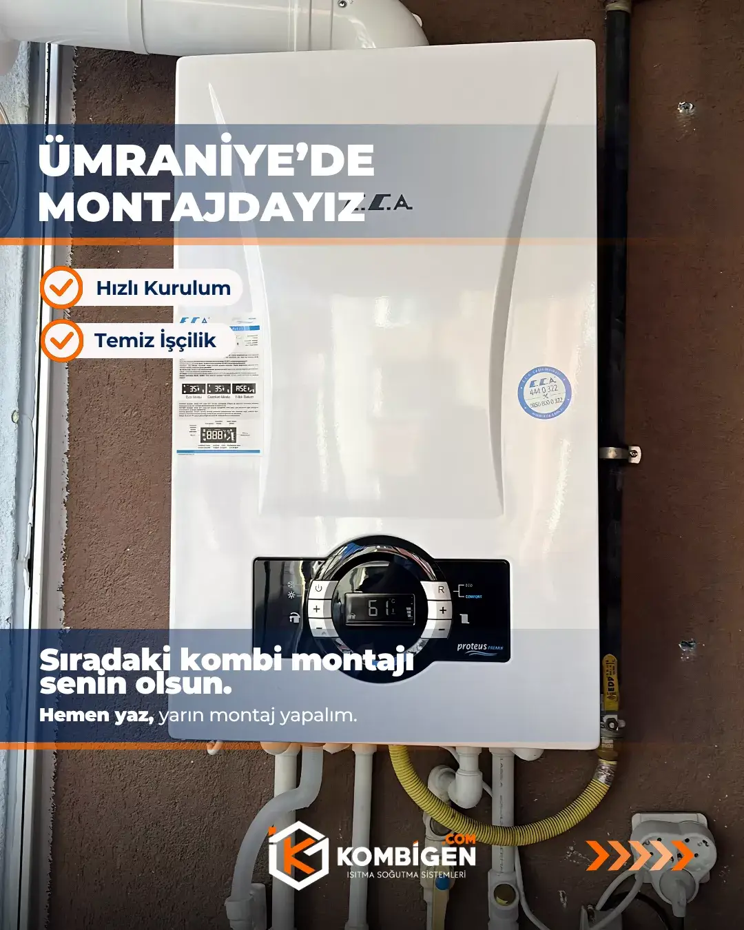 Ümraniye’de Kombigen tarafından gerçekleştirilen kombi montajı